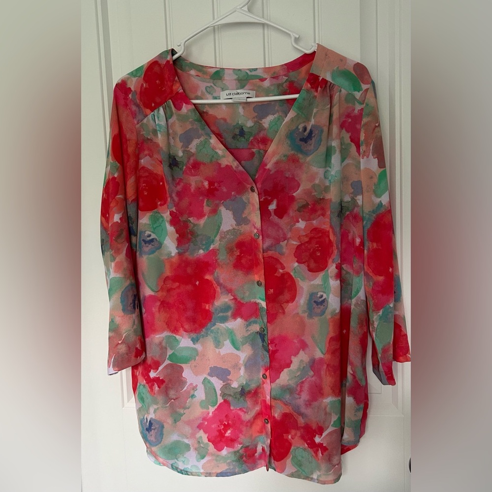 Liz Claiborne floral blouse. XL